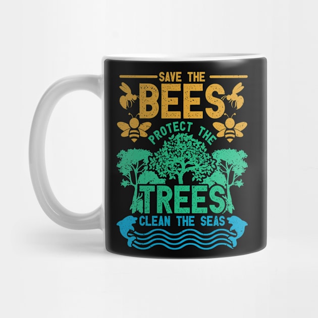 Climate Change Save the Bees Trees Seas Waste Management by merchmafia